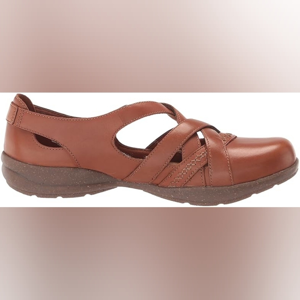 Clarks Roseville Step mary jane Flats shoes Brown Leather Sandals 10 Wide New - Picture 3 of 8